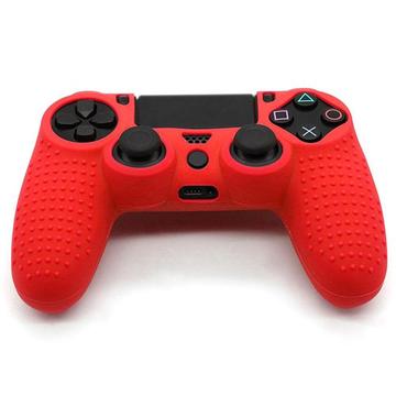 Housse de protection antidérapante en silicone pour manette PS4 - Rouge