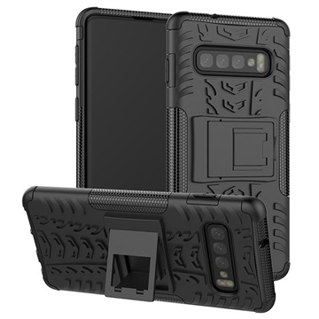 Coque Hybride Samsung Galaxy S10+ Antidérapante avec Béquille - Noire