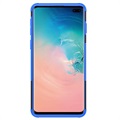 Coque Hybride Samsung Galaxy S10+ Antidérapante avec Béquille - Bleue / Noire