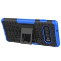 Coque Hybride Samsung Galaxy S10+ Antidérapante avec Béquille - Bleue / Noire