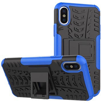 Coque Hybride Antidérapante pour iPhone X / iPhone XS - Bleue / Noire