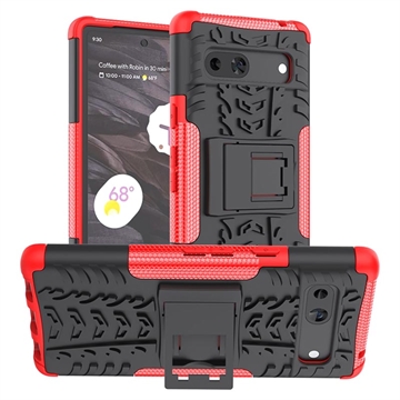 Coque Hybride Google Pixel 7a Antidérapante avec Béquille - Rouge