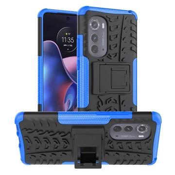 Coque Hybride Motorola Edge (2022) Antidérapante avec Béquille - Bleu / Noir