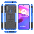 Coque Hybride Motorola Moto E20/E30/E40 Antidérapante avec Béquille - Bleue / Noire