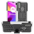 Coque Hybride Motorola Moto E20/E30/E40 Antidérapante avec Béquille - Blanche / Noire