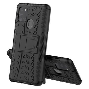 Coque Hybride Samsung Galaxy A21s Antidérapante avec Béquille - Noir