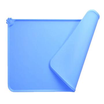 Tapis antidérapant en silicone pour la nourriture des animaux de compagnie - 47x30cm - Bleu