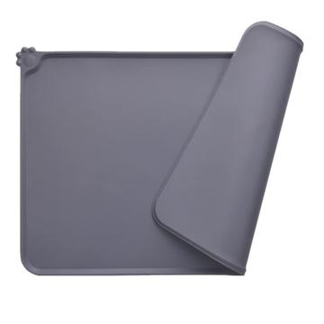 Tapis antidérapant en silicone pour la nourriture des animaux de compagnie - 47x30cm - Gris