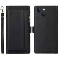 Étui Portefeuille iPhone 14 2-en-1 Magnétique avec Fermeture Éclair