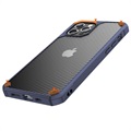 Coque Hybride iPhone 14 Pro Max Antichoc - Fibre de Carbone - Bleue