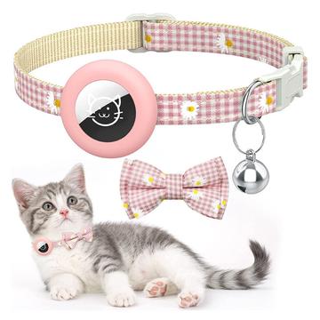 Étui en silicone pour Apple AirTag avec collier et nœud en forme de marguerite