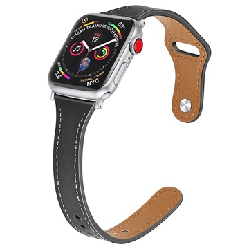 Bracelet Apple Watch Series 7/SE/6/5/4/3/2/1 en Cuir Premium - 45mm/44mm/42mm - Noir
