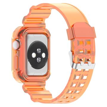 Bracelet en Silicone de Rechange Apple Watch Series 10 avec Cadre Intégré - 42mm - Transparente Orange