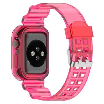 Bracelet en Silicone de Rechange Apple Watch Series 10 avec Cadre Intégré - 42mm - Rose Transparente
