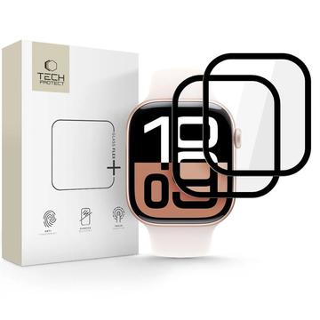 Protecteur d\'écran Apple Watch Series 10 Tech-Protect Glass Flex+ Hybrid - 42mm - 2 Pcs. - Bord noir