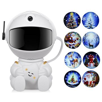 Lampe projecteur de Noël représentant une étoile câlinant un astronaute - Alimentée par USB