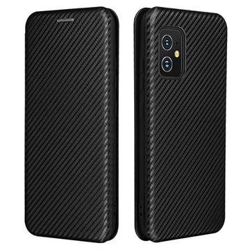 Étui à Rabat Asus Zenfone 8 - Fibre de Carbone - Noir