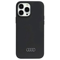 Coque iPhone 13 Pro Max en Silicone Audi Metal Logo - Noire