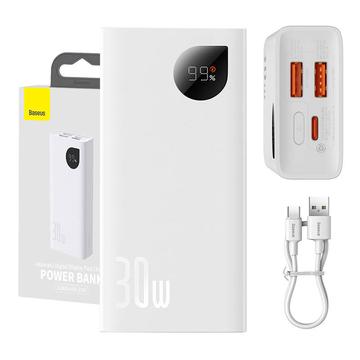 Baseus Adaman2 Banque d\'alimentation à affichage numérique 10000mAh - 2xUSB, USB-C, 30W - Blanc