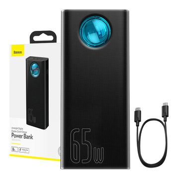 Baseus Amblight Digital Display Quick Charge Power Bank 30000mAh/65W - 4xUSB, USB-C - Noir