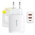 Chargeur Rapide Baseus Compact 30W - USB-C PD, 2xUSB - Blanc