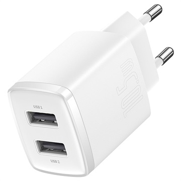 Chargeur Secteur Baseus Compact avec 2 Ports USB - 10.5W - Blanc