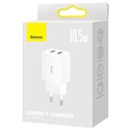 Chargeur Secteur Baseus Compact avec 2 Ports USB - 10.5W - Blanc