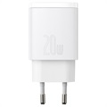 Chargeur Secteur Baseus Compact 20W - USB-C PD3.0, USB QC3.0 - Blanc