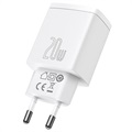 Chargeur Secteur Baseus Compact 20W - USB-C PD3.0, USB QC3.0 - Blanc