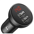 Chargeur Voiture Double USB Baseus Digital Display - 4.8A - Gris