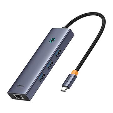 Baseus Flite BS-OH109 4-in-1 USB-C Hub - 3xUSB 3.0, RJ45 Ethernet Port - Gris sidéral