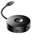 Hub USB 3.0 4 Ports avec Alimentation MicroUSB Baseus Round Box - Noir