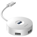 Hub USB 3.0 4 Ports avec Alimentation MicroUSB Baseus Round Box - Blanc