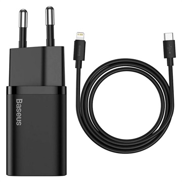 Chargeur Secteur Rapide Baseus Super Si avec Câble USB-C / Lightning - 20W - Noir