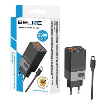 Beline BLN3CB65C Chargeur mural GaN 65W avec câble USB-C - 2xUSB-C, USB-A