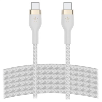 Câble USB-C / USB-C Belkin BoostCharge Pro Flex 60W - 3m - Blanc