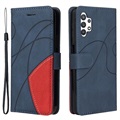 Étui Portefeuille Samsung Galaxy A32 5G/M32 5G Série Bi-Color - Bleu