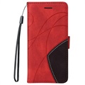 Étui Portefeuille Samsung Galaxy A32 5G/M32 5G Série Bi-Color - Rouge