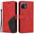 Étui Portefeuille Xiaomi Mi 11 Lite 5G Série Bi-Color - Rouge