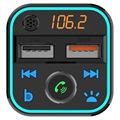 Émetteur FM Bluetooth / Chargeur Voiture Rapide BT22 avec 2x USB - Noir