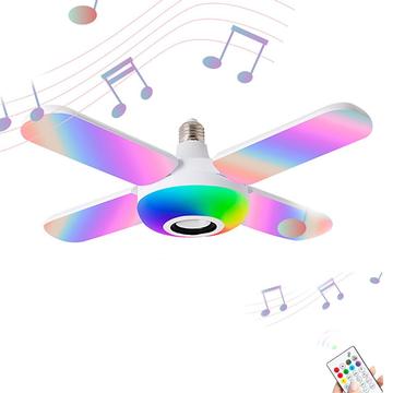 Lampe LED de plafond musicale RGB Bluetooth avec 4 feuilles pliables - E27