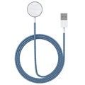 Câble de Charge Magnétique Tressé Apple Watch A4 - 1m - Bleu / Blanc