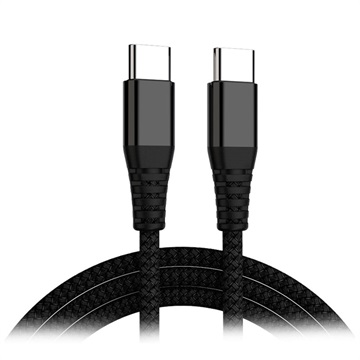 Câble de Charge USB Type-C Tressé Power Delivery - 1m, 65W - Noir