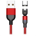 Câble USB Type-C Magnétique Rotatif Tressé - 2m - Rouge