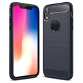 Coque iPhone XR en TPU Brossé - Fibre de Carbone