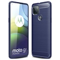 Coque Motorola Moto G9 Power en TPU Brossé - Fibre de Carbone - Bleue