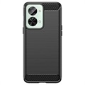 Coque OnePlus Nord 2T en TPU Brossé - Fibre de Carbone - Noire