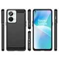 Coque OnePlus Nord 2T en TPU Brossé - Fibre de Carbone - Noire