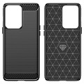 Coque OnePlus Nord 2T en TPU Brossé - Fibre de Carbone - Noire