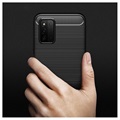 Coque Samsung Galaxy F52 5G en TPU Brossé - Fibre de Carbone